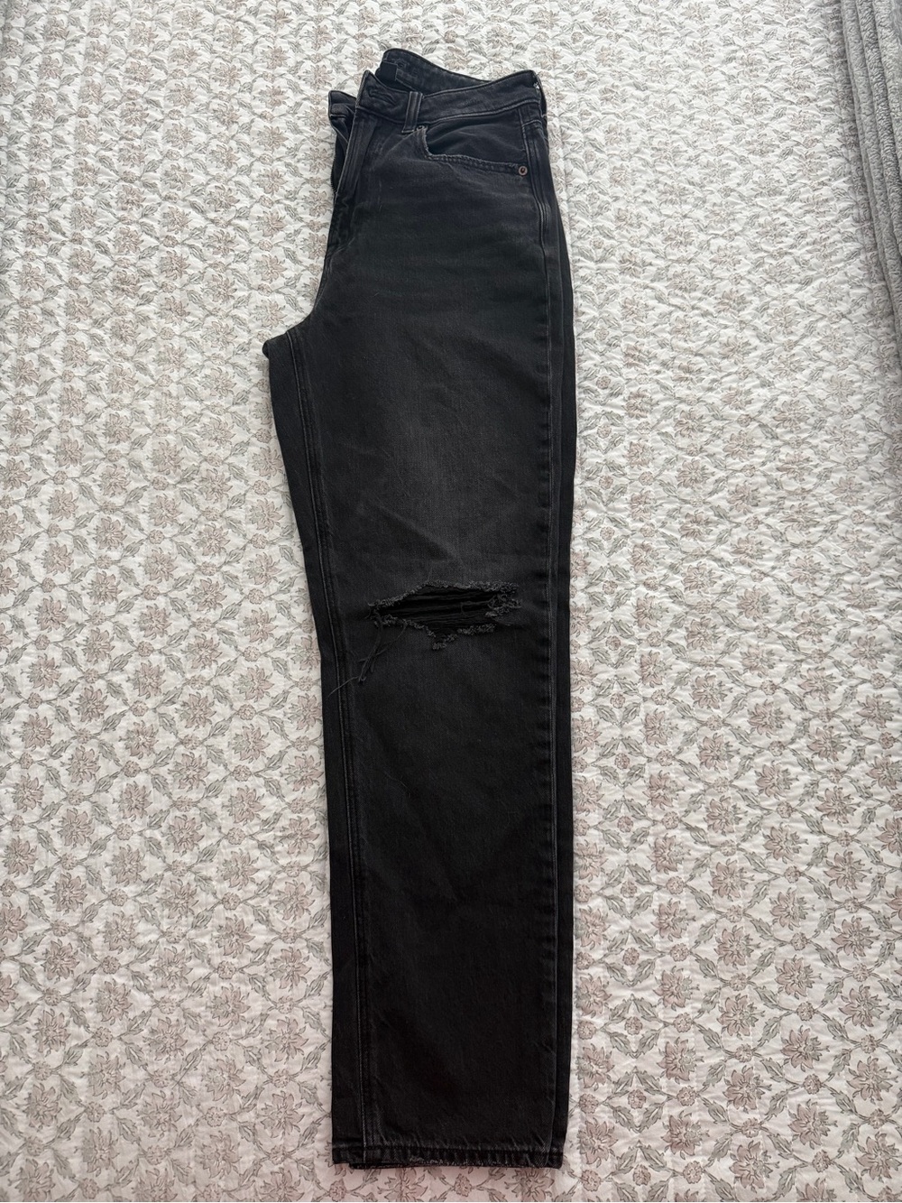 American Eagle Outfitters Black Slim Straight Men's Jeans with Knee Distress
